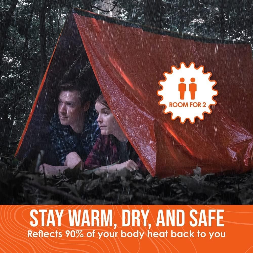 Go Time Gear Life Tent Emergency Survival Shelter â 2 Person Emergency Tent â Use As Survival Tent, Emergency Shelter, Tube Tent, Survival Tarp - Includes Survival Whistle  Paracord